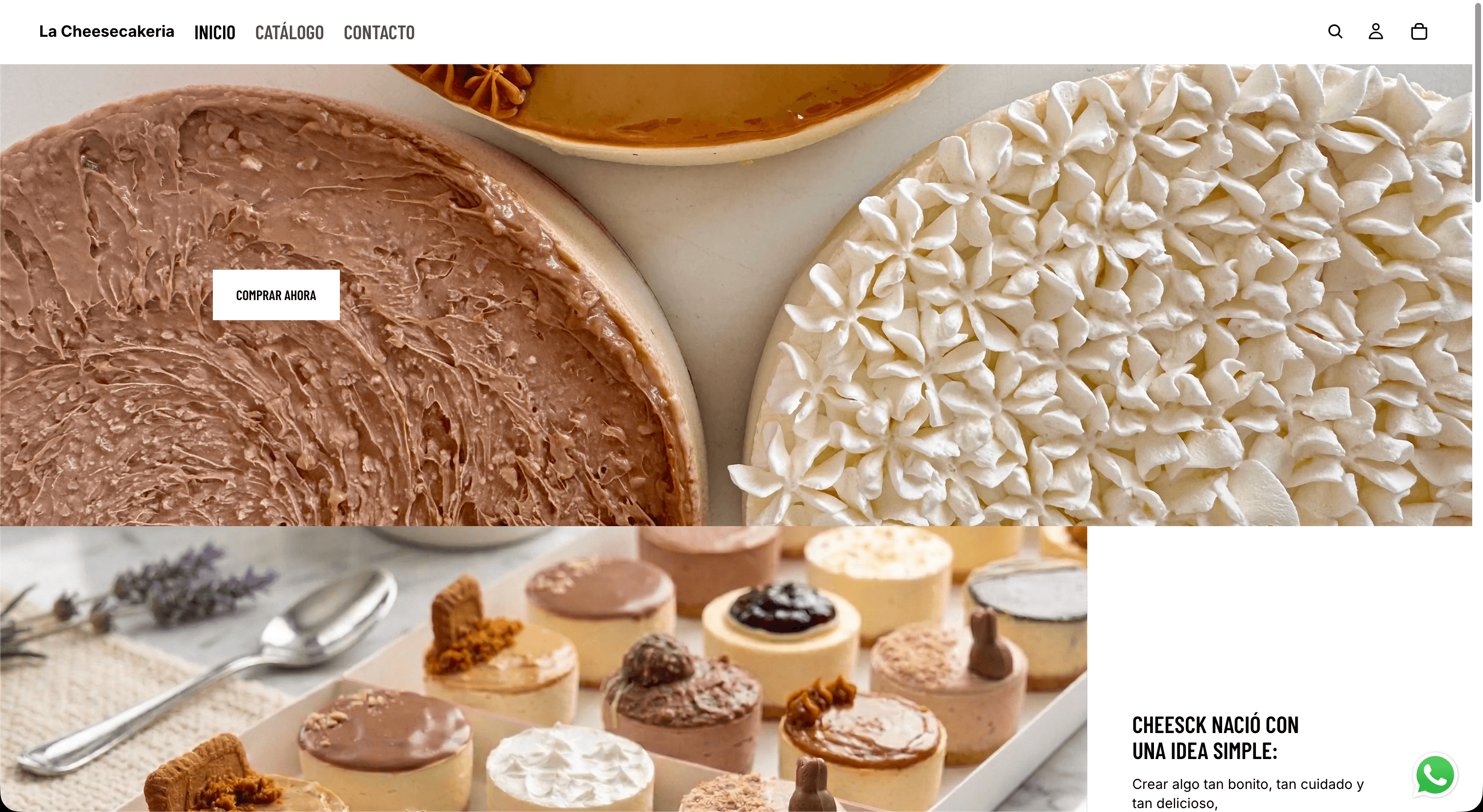 E-commerce de La Cheesecakería con catálogo de postres